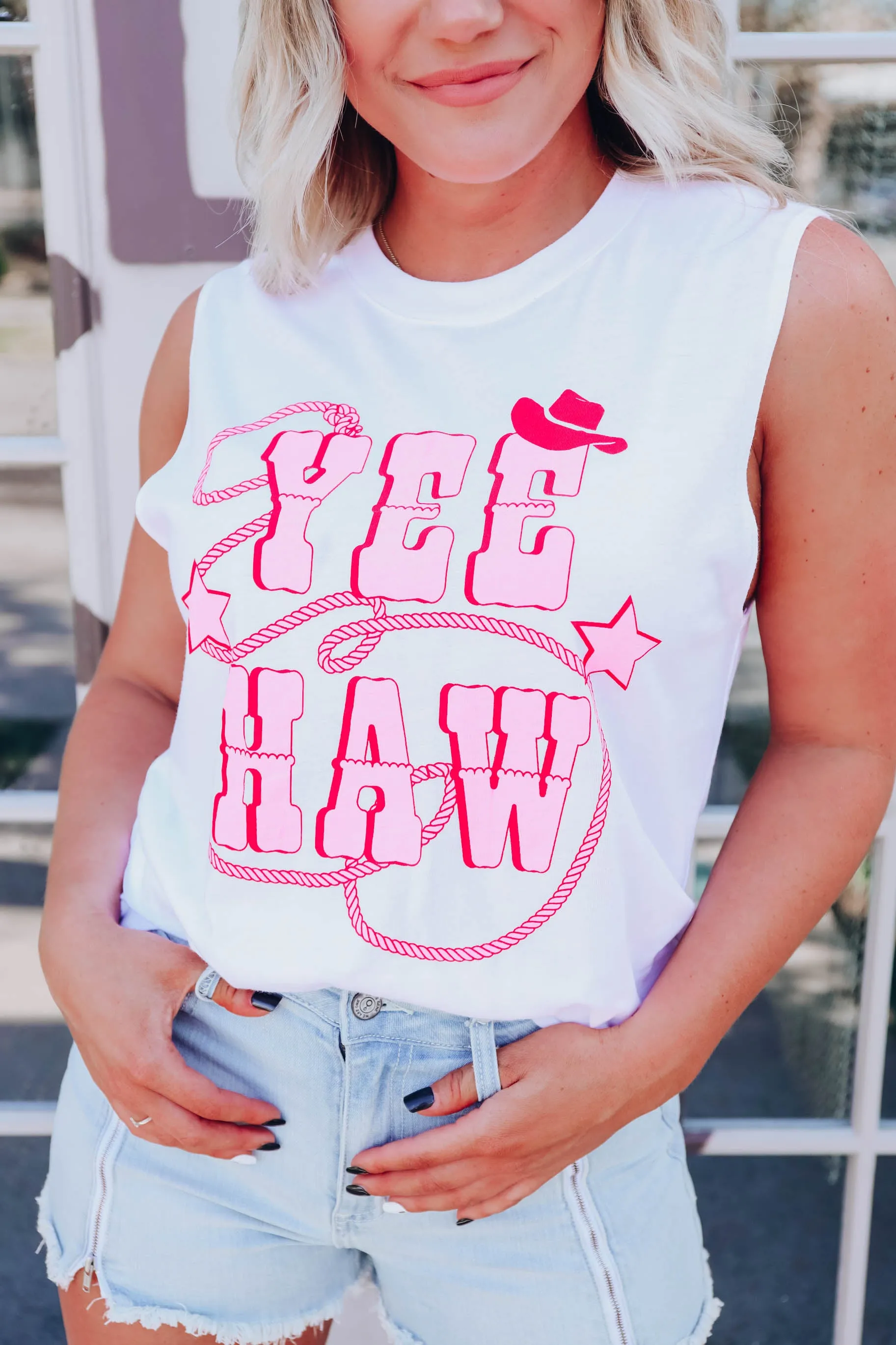 Yee Haw Graphic Tank - White