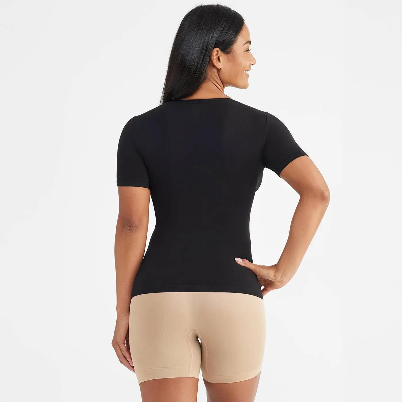 Yummie - Holly Short Sleeve Shapewear Tee - Cotton Seamless: White / 1X/2X