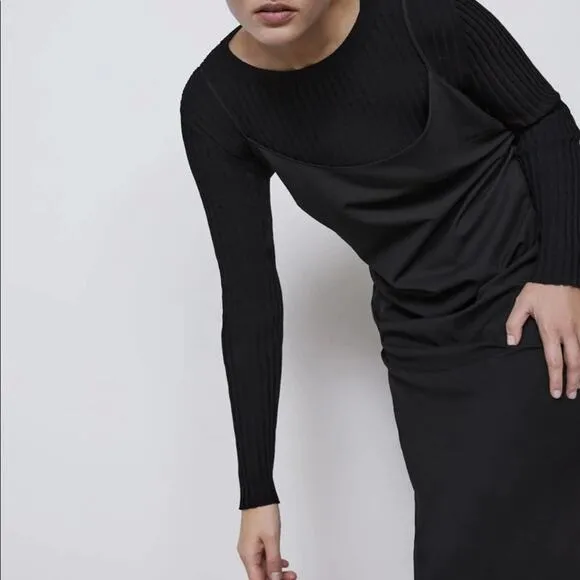 Zara Limited Edition 1998 Archive Collection Black Midi Dress Size XS NWT