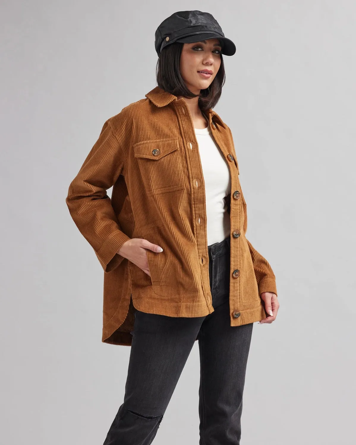 Zarya Corduroy Shirt Jacket - Camel